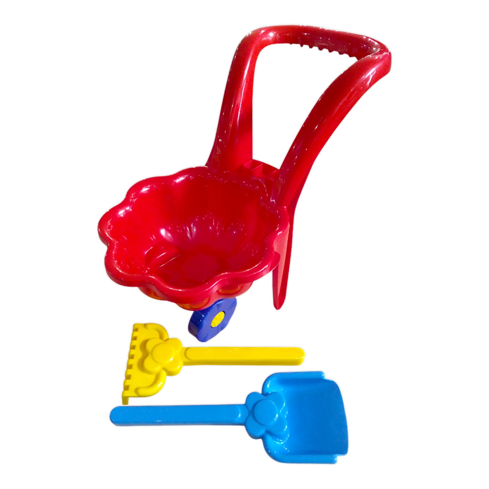 Дитяча тачка ''Ромашка'' з лопаткою і граблями MARMAT Червона - Зображення 2