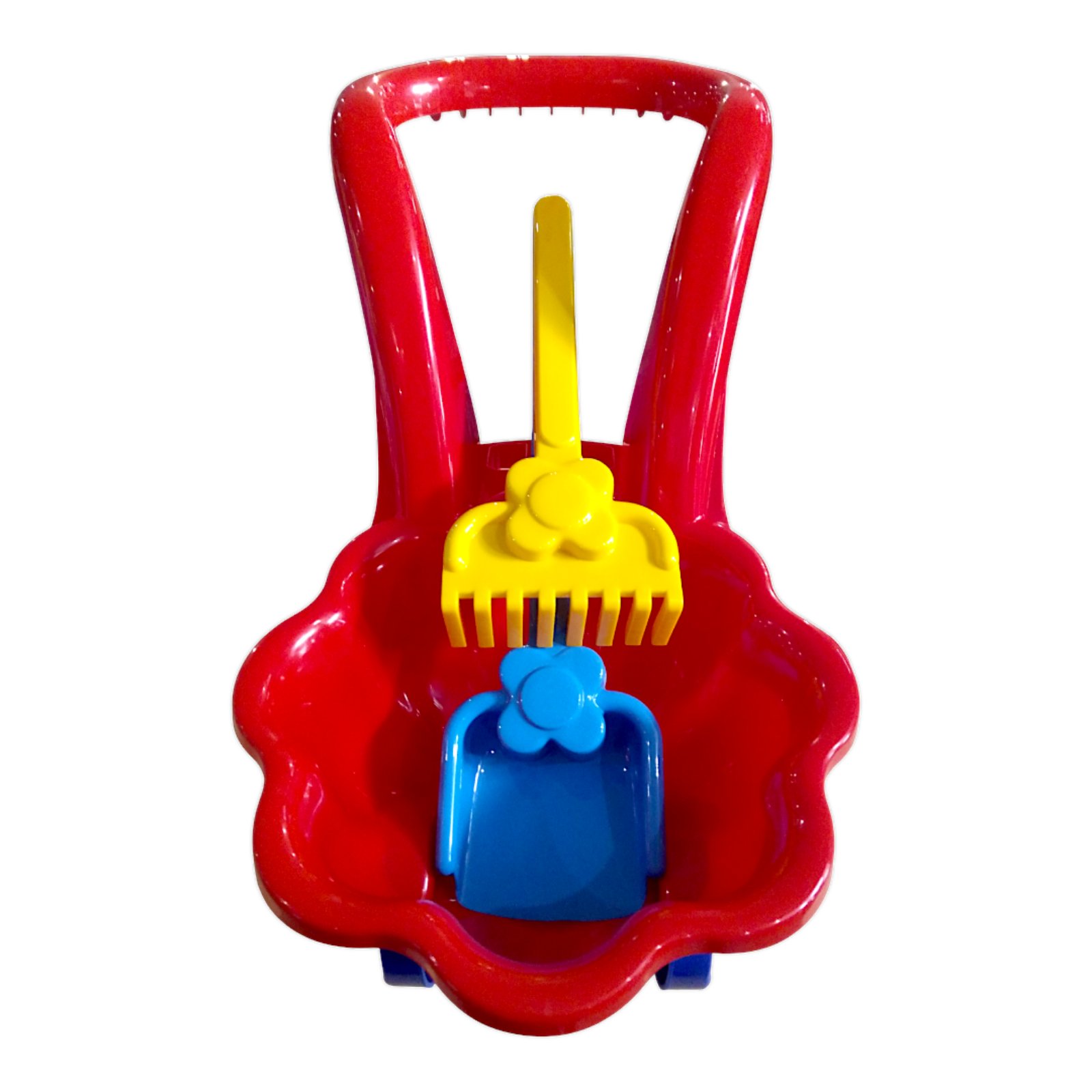 Дитяча тачка ''Ромашка'' з лопаткою і граблями MARMAT Червона - Зображення 3