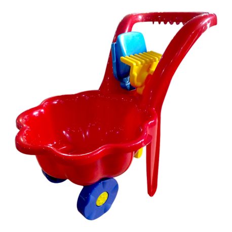 Дитяча тачка ''Ромашка'' з лопаткою і граблями MARMAT Червона