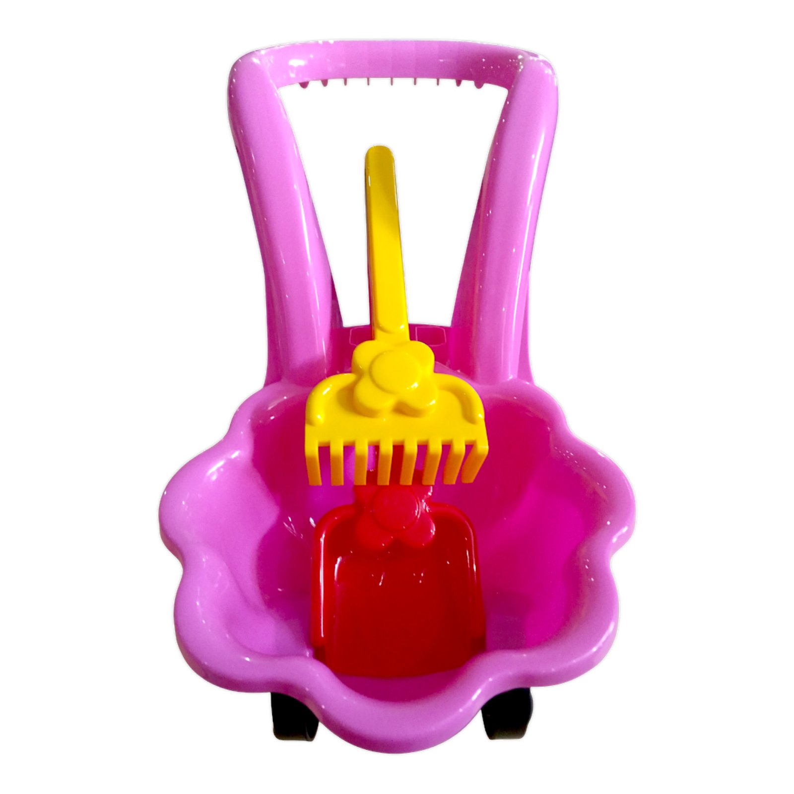 Дитяча тачка ''Ромашка'' з лопаткою і граблями MARMAT Рожева - Зображення 3