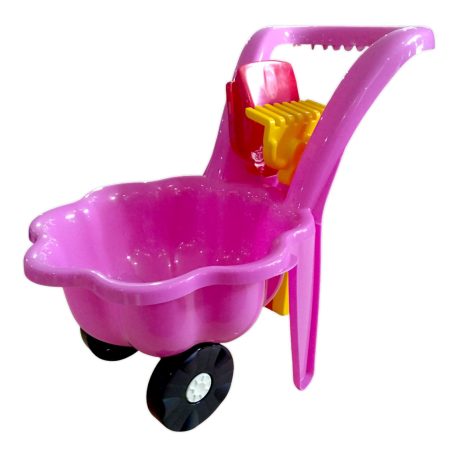 Дитяча тачка ''Ромашка'' з лопаткою і граблями MARMAT Рожева