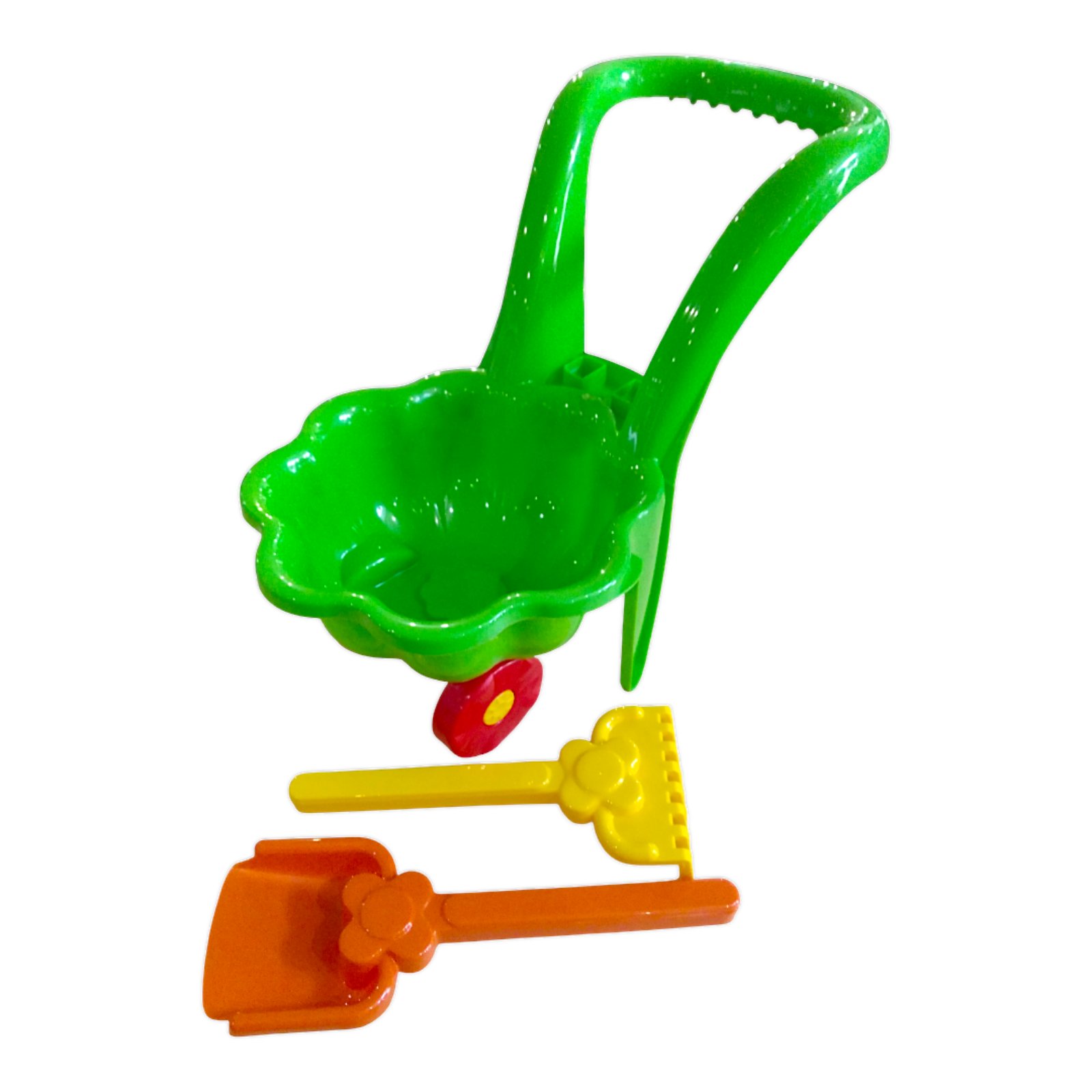 Дитяча тачка ''Ромашка'' з лопаткою і граблями MARMAT Зелена - Зображення 4