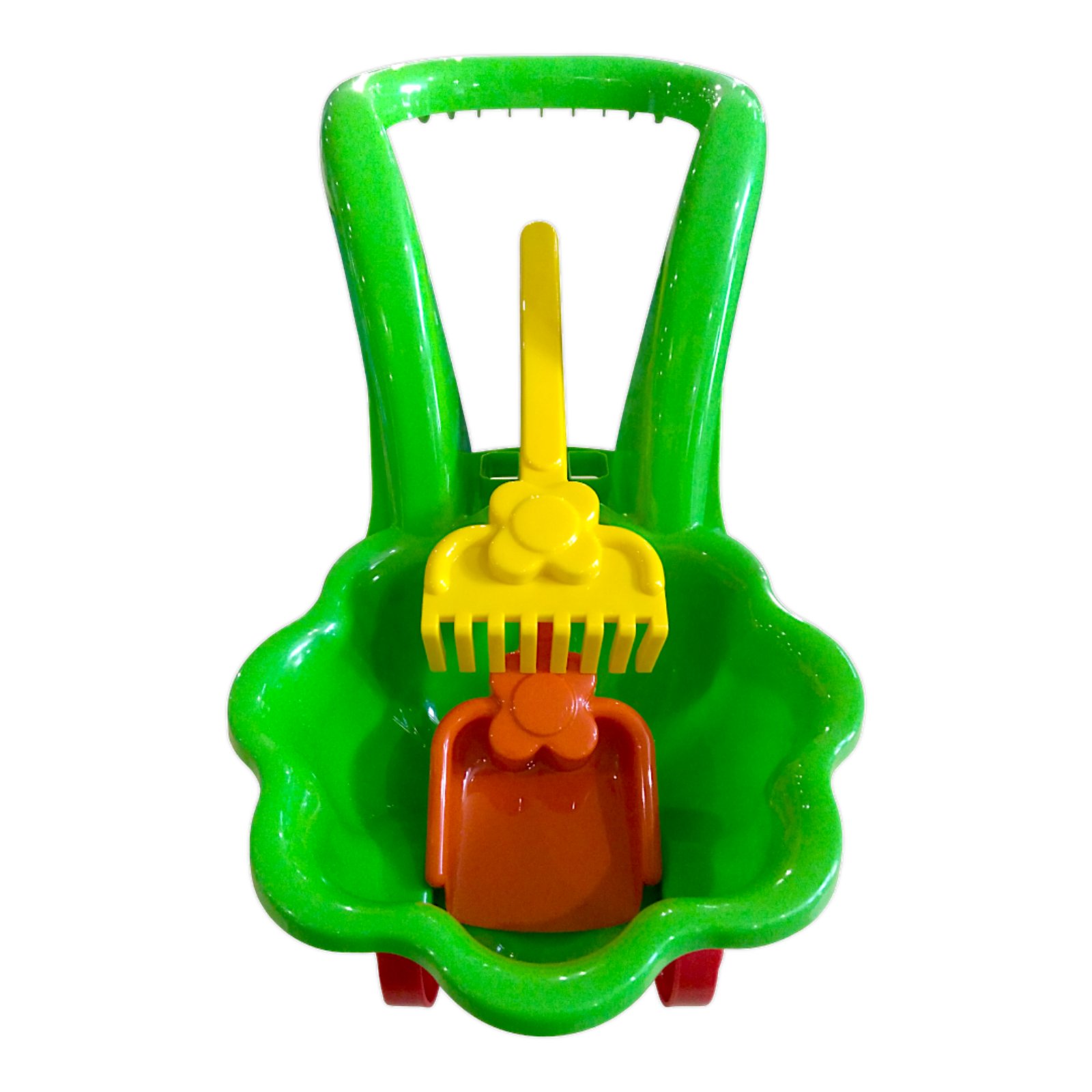 Дитяча тачка ''Ромашка'' з лопаткою і граблями MARMAT Зелена - Зображення 3