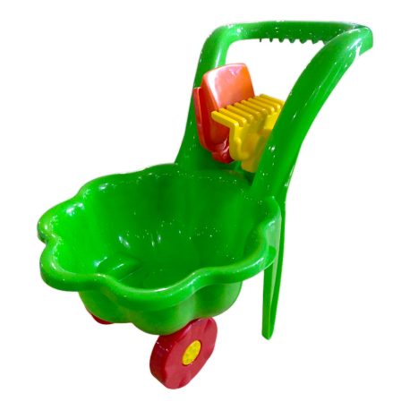 Дитяча тачка ''Ромашка'' з лопаткою і граблями MARMAT Зелена