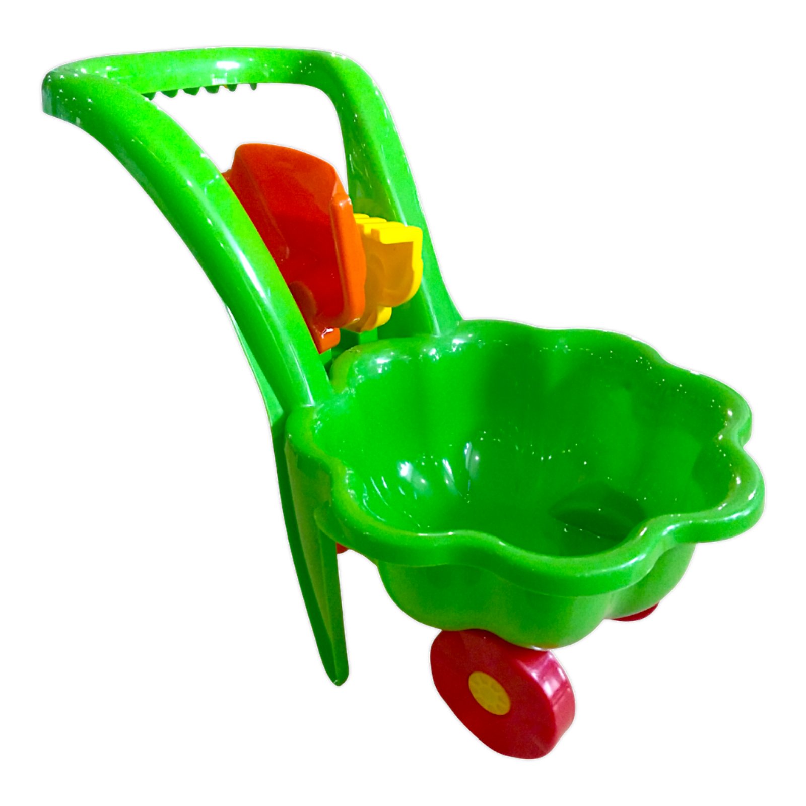 Дитяча тачка ''Ромашка'' з лопаткою і граблями MARMAT Зелена - Зображення 2